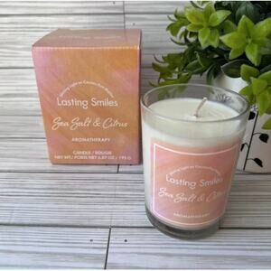 NEW Lasting Smiles Sea Salt & Citrus Aromatherapy Soy-Blend Candle 6.87 oz